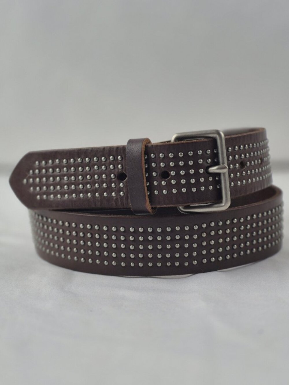 Vintage Banana Republic Brown Leather 5 Row Studded Belt Y2K Boho Western Rocker